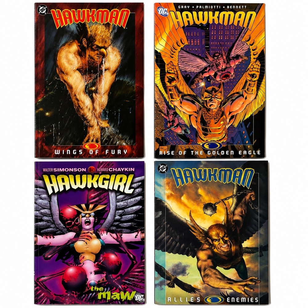 Hawkman & Hawkgirl DC Comic TPB Lot (4 Books) - Wings of Fury, Golden Eagle, Maw